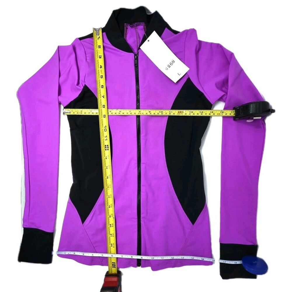 Funky Diva Women's Dancetech Side Mesh Leggings & Athletic Jacket Set Purple - Picture 9 of 14